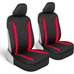 imageMotor Trend SpillGuard Seat Covers for Cars Trucks SUV  Gray Seat Covers with Waterproof Neoprene Lining Automotive Car Seat Covers for Front Seats Only Forros Para Asientos de CarroRed