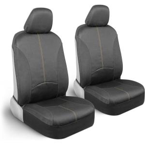 imageMotor Trend SpillGuard Waterproof Seat Covers for Front Seats Gray Stitching  Durable Neoprene Car Seat Protectors Easy to Install Interior Covers for Auto Truck Van SUVBeige Stitching