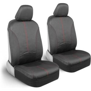 imageMotor Trend SpillGuard Waterproof Seat Covers for Front Seats Gray Stitching  Durable Neoprene Car Seat Protectors Easy to Install Interior Covers for Auto Truck Van SUVRed Stitching