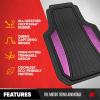imageMotor Trend ChromeTech Car Floor Mats Full Set  Durable Rubber Floor Mats for Cars with Two Tone Accent All Weather Interior Protection for Front and Rear with NonSlip Backing Silver ChromeBlack  Pink