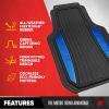 imageMotor Trend ChromeTech Car Floor Mats Full Set  Durable Rubber Floor Mats for Cars with Two Tone Accent All Weather Interior Protection for Front and Rear with NonSlip Backing Silver ChromeBlack  Blue