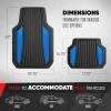 imageMotor Trend ChromeTech Car Floor Mats Full Set  Durable Rubber Floor Mats for Cars with Two Tone Accent All Weather Interior Protection for Front and Rear with NonSlip Backing Silver ChromeBlack  Blue