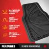 imageMotor Trend FlexTough Performance All Weather Rubber Car Floor Mats  3 Piece Floor Mats Automotive Liners for Cars Truck SUV HeavyDuty Waterproof BeigeSolid Black
