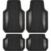 imageMotor Trend ChromeTech Car Floor Mats Full Set  Durable Rubber Floor Mats for Cars with Two Tone Accent All Weather Interior Protection for Front and Rear with NonSlip Backing Silver ChromeBlack  GunMetal Silver