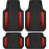 imageMotor Trend ChromeTech Car Floor Mats Full Set  Durable Rubber Floor Mats for Cars with Two Tone Accent All Weather Interior Protection for Front and Rear with NonSlip Backing Silver ChromeBlack  Red