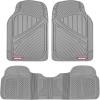 imageMotor Trend FlexTough Performance All Weather Rubber Car Floor Mats  3 Piece Floor Mats Automotive Liners for Cars Truck SUV HeavyDuty Waterproof BeigeGray