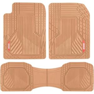 imageMotor Trend AdventureMax Car Floor Mats Full Set  Durable Rubber Floor Mats for Cars with Debris Capture Grooves All Weather Interior Protection for Front and Rear with NonSlip Backing BeigeBeige Tan