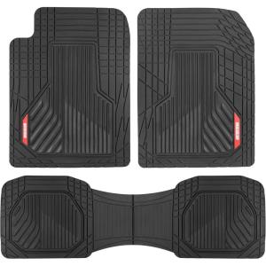 imageMotor Trend AdventureMax Car Floor Mats Full Set  Durable Rubber Floor Mats for Cars with Debris Capture Grooves All Weather Interior Protection for Front and Rear with NonSlip Backing BeigeBlack