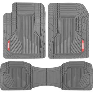 imageMotor Trend AdventureMax Car Floor Mats Full Set  Durable Rubber Floor Mats for Cars with Debris Capture Grooves All Weather Interior Protection for Front and Rear with NonSlip Backing BeigeGray