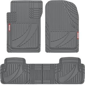 imageMotor Trend FlexTough Advanced Gray Rubber Car Floor Mats  Heavy Duty Trim to Fit All Weather Floor Mats for Cars Truck SUV  Automotive Car Interior Floor Liner Protection  Universal FitGray