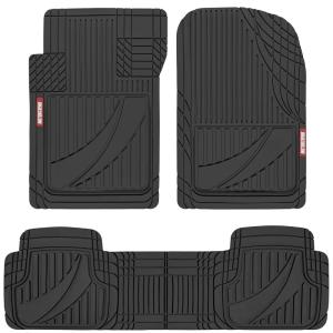 imageMotor Trend FlexTough Advanced Gray Rubber Car Floor Mats  Heavy Duty Trim to Fit All Weather Floor Mats for Cars Truck SUV  Automotive Car Interior Floor Liner Protection  Universal FitBlack