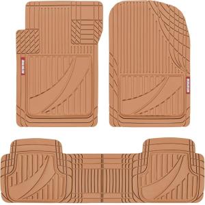 imageMotor Trend FlexTough Advanced Gray Rubber Car Floor Mats  Heavy Duty Trim to Fit All Weather Floor Mats for Cars Truck SUV  Automotive Car Interior Floor Liner Protection  Universal FitBeige