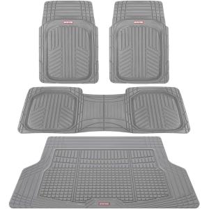 imageMotor Trend FlexTough Black Floor Mats for Cars ampamp Cargo Mat Full Set  All Weather Front ampamp Rear Rubber Automotive Floor Mats ampamp Cargo Liner for SUV Car ampamp Van  Interior Trunk Mat ampamp Floors CoverGray