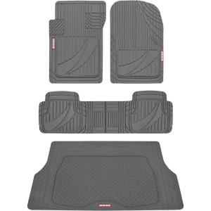 imageMotor Trend FlexTough Heavy Duty Black Rubber Car Floor Mats All Weather ampamp Cargo Liner for SUV Full Set  Universal Trim to Fit Automotive Floor Mat ampamp Trunk Mats for Cars Interior AccessoriesGray