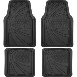 imageMotor Trend FlexTough Performance All Weather Rubber Car Floor Mats  3 Piece Floor Mats Automotive Liners for Cars Truck SUV HeavyDuty Waterproof BeigeSolid Black