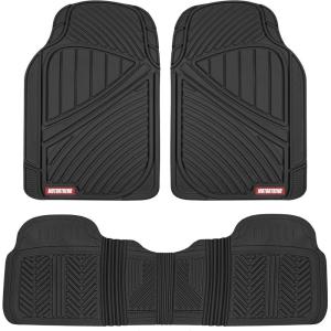 imageMotor Trend FlexTough Performance All Weather Rubber Car Floor Mats  3 Piece Floor Mats Automotive Liners for Cars Truck SUV HeavyDuty Waterproof BeigeBlack