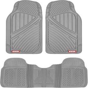 imageMotor Trend FlexTough Performance All Weather Rubber Car Floor Mats  3 Piece Floor Mats Automotive Liners for Cars Truck SUV HeavyDuty Waterproof BeigeGray