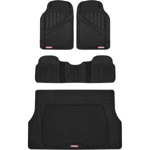 imageMotor Trend FlexTough Performance All Weather Rubber Car Mats with Cargo Liner  Full Set Front ampamp Rear Floor Mats for Cars Truck SUV Automotive Floor Mats BlackBlack