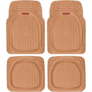 imageMotor Trend MT921BK FlexTough Tortoise  Heavy Duty Rubber Floor Mats for Car SUV Van ampamp Truck  All Weather Protection  Deep Dish BlackBeige