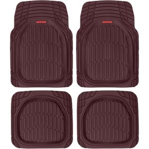 imageMotor Trend MT921BK FlexTough Tortoise  Heavy Duty Rubber Floor Mats for Car SUV Van ampamp Truck  All Weather Protection  Deep Dish BlackBurgundy