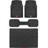 imageMotor Trend FlexTough Defender Floor Mats for Cars amp TrunkShield Trunk Mat Set NextGen Deep Dish Heavy Duty Car All Weather Rubber Set Auto Truck Van SUV B09VYBHPDKBlack