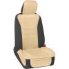 imageMotor Trend LuxeFit Gray Seat Cover for Cars Trucks Van SUV 1 Piece Premium Faux Leather Car Seat Cover Easy to Install Automotive Seat Cover with Storage Pockets Fits Most VehiclesSolid Beige