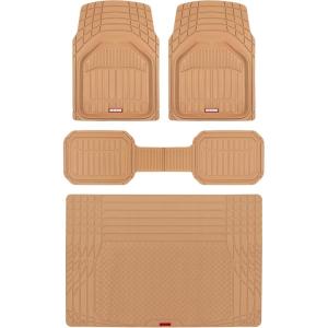 imageMotor Trend FlexTough Defender Floor Mats for Cars amp TrunkShield Trunk Mat Set NextGen Deep Dish Heavy Duty Car All Weather Rubber Set Auto Truck Van SUV B09VYBHPDKBeige