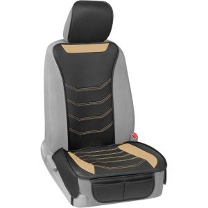 imageMotor Trend LuxeFit Beige Seat Cover for Cars Trucks Van SUV 1 Piece Premium Faux Leather Car Seat Cover Easy to Install Automotive Seat Cover with Storage Pockets Fits Most Vehicles