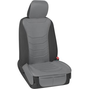 imageMotor Trend LuxeFit Gray Seat Cover for Cars Trucks Van SUV 1 Piece Premium Faux Leather Car Seat Cover Easy to Install Automotive Seat Cover with Storage Pockets Fits Most VehiclesSolid Gray