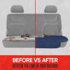 imageMotor Trend Faux Leather Padded Rear Bench Car Seat Cover With Storage PocketsBlue