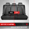 imageMotor Trend Rear Seat Cushion  Black Diamond Stitched Faux Leather Rear Seat Cover for Cars Trucks SUVs  Padded Waterproof NonSlip Back Seat Cover with Storage PocketsBlack