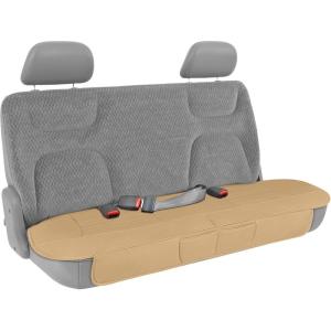 imageMotor Trend Faux Leather Padded Rear Bench Car Seat Cover With Storage PocketsBeige