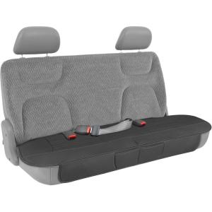 imageMotor Trend Faux Leather Padded Rear Bench Car Seat Cover With Storage PocketsBlack