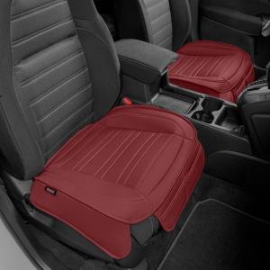 imageMotor Trend Rear Seat Cushion  Black Diamond Stitched Faux Leather Rear Seat Cover for Cars Trucks SUVs  Padded Waterproof NonSlip Back Seat Cover with Storage PocketsBurgundy Front Seats