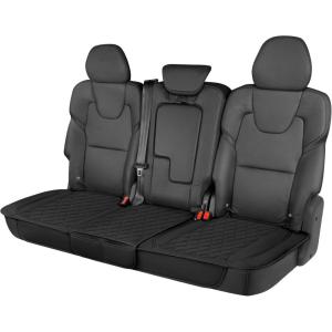 imageMotor Trend Rear Seat Cushion  Black Diamond Stitched Faux Leather Rear Seat Cover for Cars Trucks SUVs  Padded Waterproof NonSlip Back Seat Cover with Storage PocketsBlack