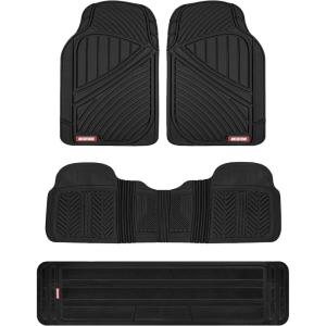 imageMotor Trend 3 Row Odorless Rubber Floor Mats amp Liners for Car SUV Van Durable Heavy Duty Polymerized Latex Full Interior Protection ExtraHigh Ridgeline Design Black Model Number MT773801BKBlack