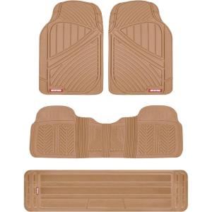 imageMotor Trend 3 Row Odorless Rubber Floor Mats amp Liners for Car SUV Van Durable Heavy Duty Polymerized Latex Full Interior Protection ExtraHigh Ridgeline Design Black Model Number MT773801BKBeige