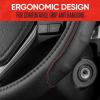 imageMotor Trend GripDrive Faux Black Leather Steering Wheel Cover for Car Truck Van SUV Standard 15 inch Size Red Accent Stitched Car Steering Wheel Cover Vehicle amp Auto Accessories