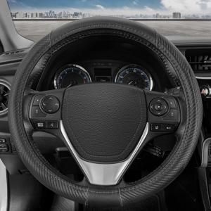 imageMotor Trend GripTech Plush Fuzzy Steering Wheel Cover for Car Truck Van SUV Standard 15 inch Size Soft Black Fluffy Exterior Comfortable Ergonomic Car Steering Wheel CoverBlack