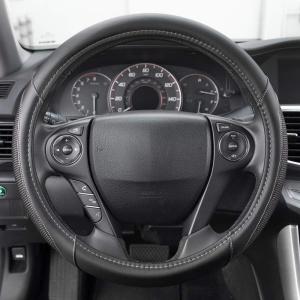 imageMotor Trend White Steering Wheel Cover  Dotted Comfort Polyester Grip on Stitched Synthetic Leather WhiteBlack