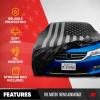 imageMotor Trend Black USA Flag Waterproof Car Cover  All Weather Outdoor Protection UV Resistant Windproof Scratchproof  SemiUniversal Fit Sedan Full Car Cover for Sun Rain Snow 171 190 LengthBlack Flag Up to 190