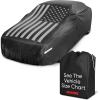 imageMotor Trend Black USA Flag Waterproof Car Cover  All Weather Outdoor Protection UV Resistant Windproof Scratchproof  SemiUniversal Fit Sedan Full Car Cover for Sun Rain Snow 171 190 LengthBlack Flag Up to 190