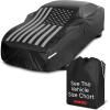 imageMotor Trend Black USA Flag Waterproof Car Cover  All Weather Outdoor Protection UV Resistant Windproof Scratchproof  SemiUniversal Fit Sedan Full Car Cover for Sun Rain Snow 171 190 LengthBlack Flag Up to 210
