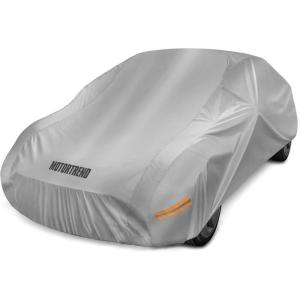 imageMotor Trend Black USA Flag Waterproof Car Cover  All Weather Outdoor Protection UV Resistant Windproof Scratchproof  SemiUniversal Fit Sedan Full Car Cover for Sun Rain Snow 171 190 LengthSilver Up to 157